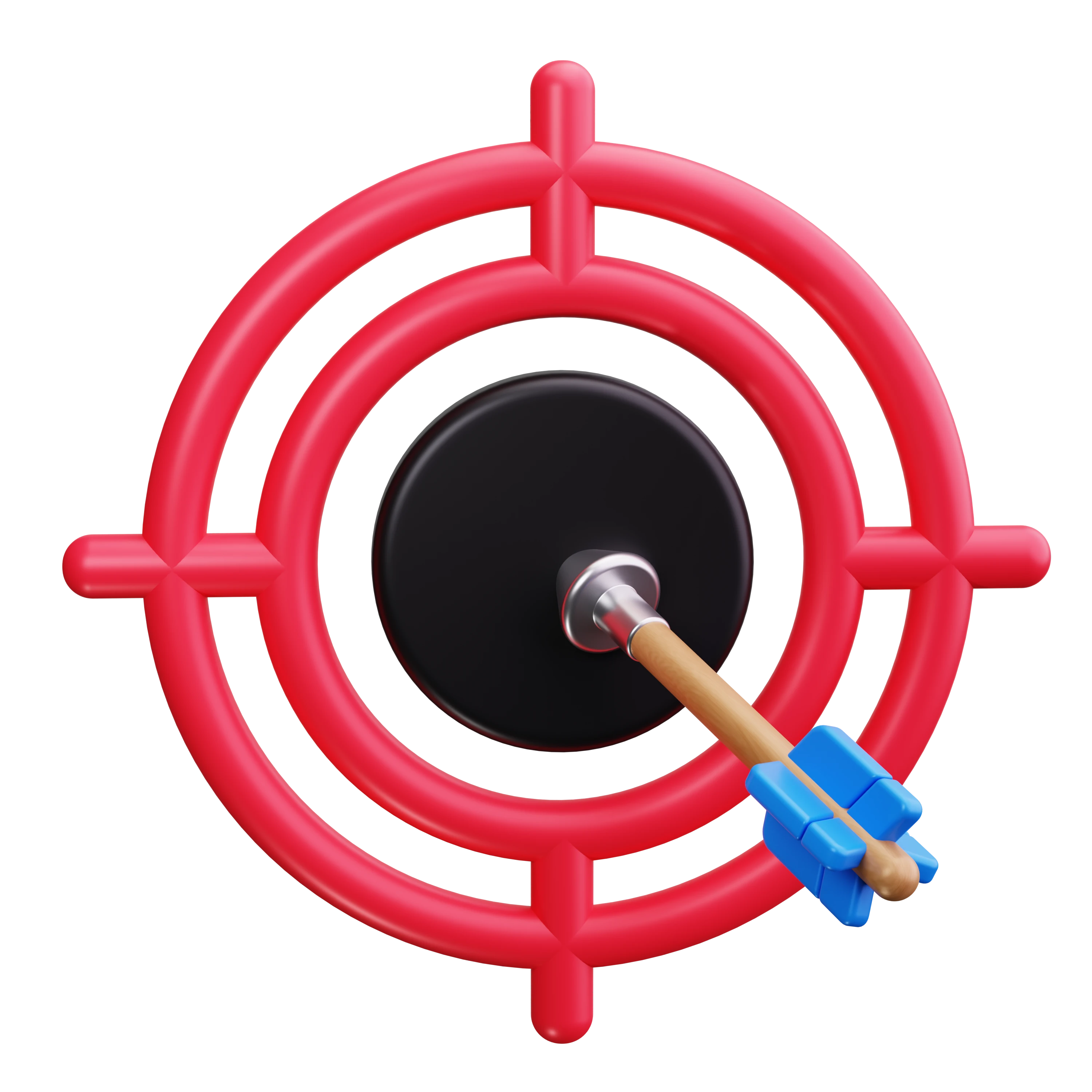 A 3D graphic of an arrow hitting the center of a target, representing precision and achieving goals.